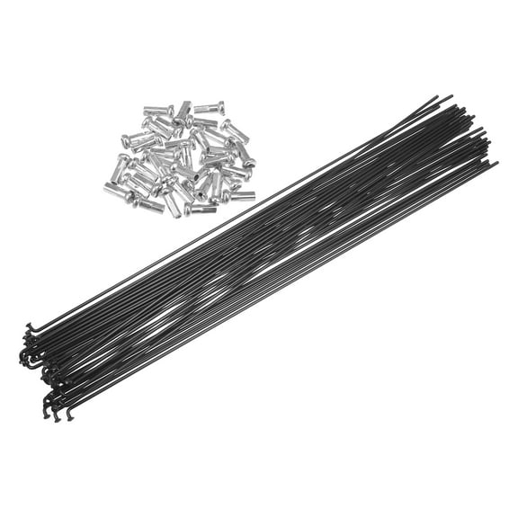 36 Pcs Bicycle Carbon Steel Spokes 14G Bike Spoke 301mm Length with Nipples for Most Bicycle Black