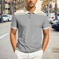 thumbnail image 2 of Men's Polo Shirts Summer Colour Block Sports Casual Short Sleeve Top Slim Fit Stretch Button Collared Golf Mens Dress Shirts, 2 of 8