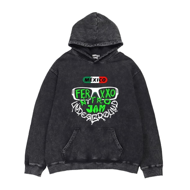 Ferxxo-Sudadera con capucha lavada con estampado de rapero Feid Merch, suéter Vintage informal de gran tamaño, Tops Retro, ropa de calle de Hip Hop, abrigo