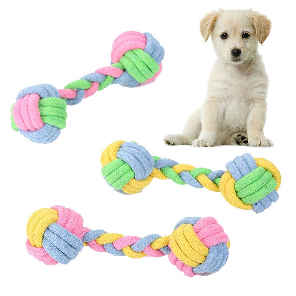 SPRING PARK New Dog Puppy Pet Cotton Chew Tug Knot Braided Bone Rope