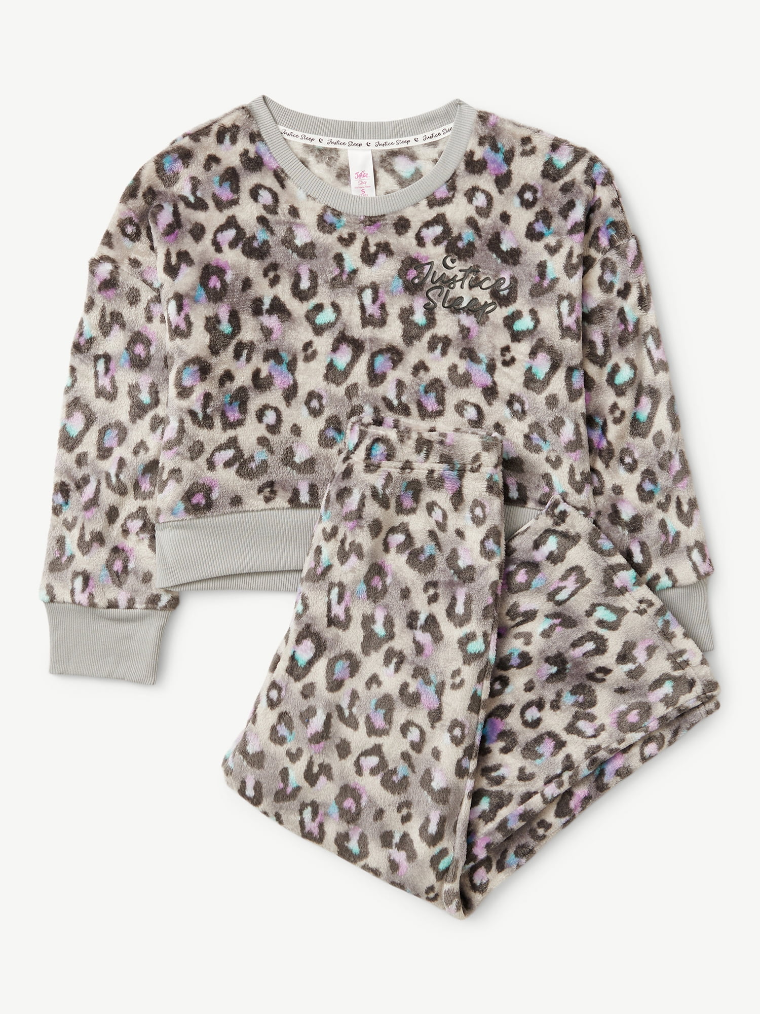 Justice Girls Long Sleeve Top and Wide Leg Sleep Pant, 2-Piece Pajama Set, Sizes 5-18