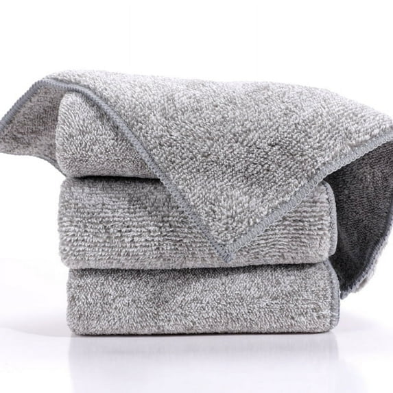 Bamboo Washcloth Face Cloths for Washing Face Super Soft Absorbent 12"x 12" 6 Pack Grey