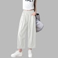 thumbnail image 5 of HAPIMO Girls Kids Drapey Wide Leg Pants Elastic Waist Elegant Trousers for Dressy Occasions White 9 Years, 5 of 6