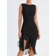 thumbnail image 1 of Mozision Elegant Ruffle Ruched Midi Dress For Women Robe Summer New Backless Sleeveless Irregular Club Party Sexy Dress VestidoM Gao Jinjia LED, 1 of 2