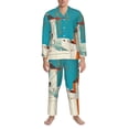 thumbnail image 3 of Fotbe Colorful Greek Windmills Pijama de Hombre con Estampado de Manga Larga, Conjunto de 2 Piezas, Ropa de Dormir Suave y Cómoda con Bolsillos-Medium, 3 of 7