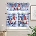 thumbnail image 2 of Independence Day Gnome Kitchen Window Valance and Tier Set Patriotic Star on Check 3 Piece Rod Pocket Valances Short Curtain,Blue White Small Windows Treatment Tiers Curtains for Bedroom/Cafe/Bathroom, 2 of 6
