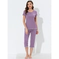 thumbnail image 3 of DARING DIVA Women's Round Neck Casual Pajama Sets S Purple, 3 of 6