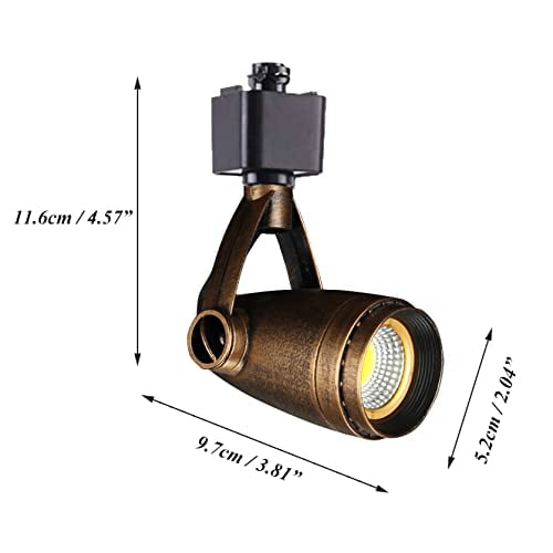 KAYYELAMP Retro Design Adjustable Angle J-Type Track Head Spot Lighting 3W Warm Light Antique Copper for Background Gallery Mirror Front(No Track)