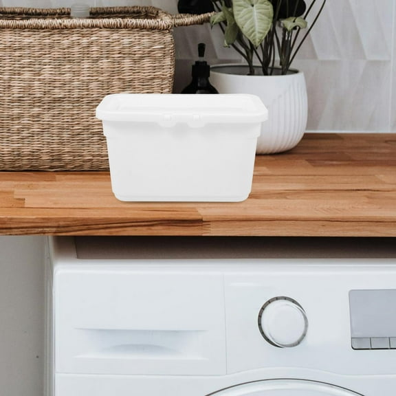 LOLIPPYY Laundry Powder Container With Lid For Laundry Pod Organization Rectangular White 1Set