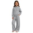 thumbnail image 5 of GiLiling Girls Pullover Hoodie with Kangaroo Pocket and Wide Leg Pants Set, Kids 2 Piece Fall Winter Sweatsuit Outfits (Grey, 3-4 Years), 5 of 8