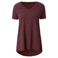 thumbnail image 5 of Summer Tops for Women Mgmyaa Women T-Shirts Plus Size V-Neck Short Sleeve Tops Long T-Shirt Blouse Fashion Solid Color Fit Casual Tees, 5 of 5
