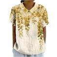 thumbnail image 1 of Birdeem Blouses pour Femmes T-Shirt Décontracté Imprimé Mode Manches Courtes Col Poupée Mignon Coton et Lin Blouse, 1 of 12