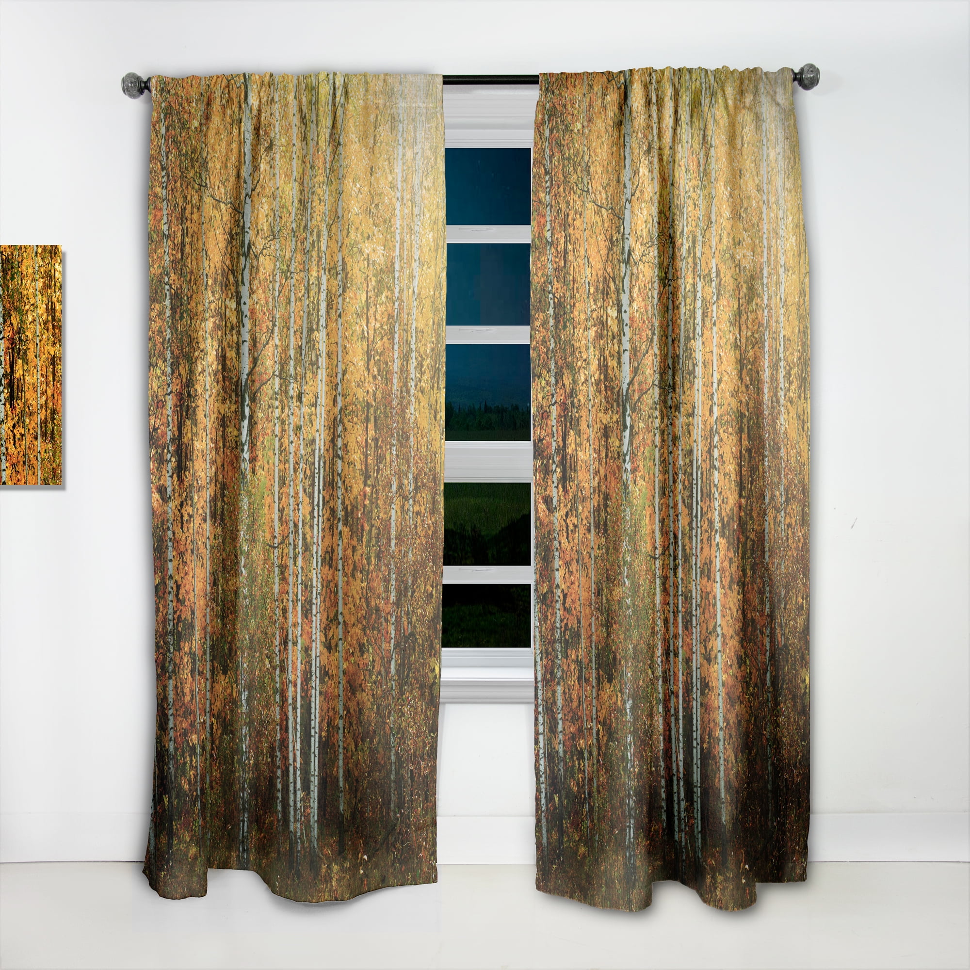 Designart 'Yellow Colorful Autumn Forest' Forest Curtain Panel