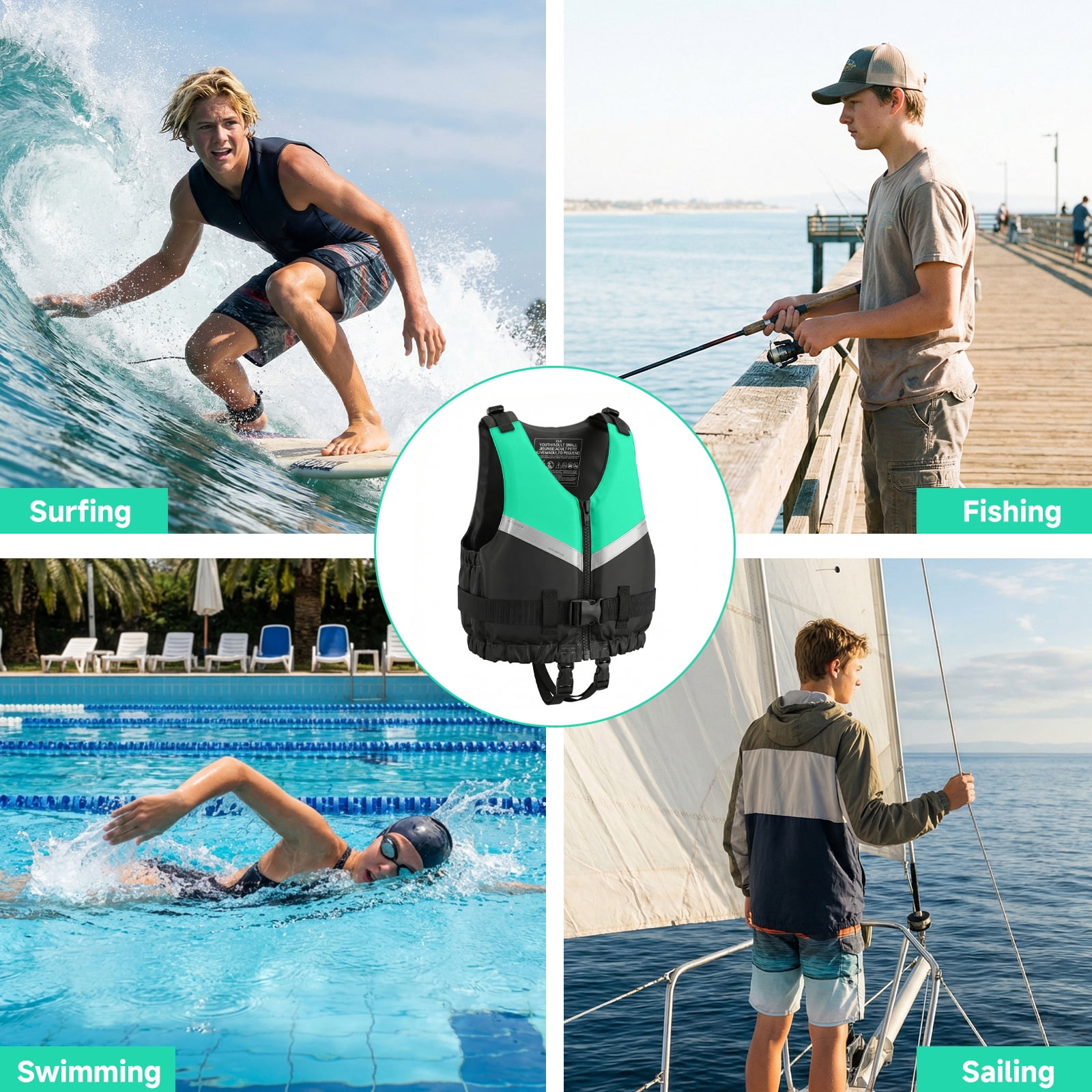 Kids Swim Vest Life Jacket Youth,Adjustable Flotation Buoyancy Swimsuit Trainer Vests,Swimming Aid Jacket for Boys Girls,Fit for 50-125 lbs