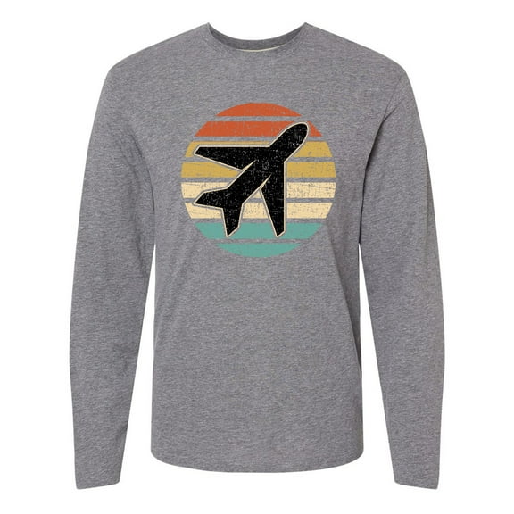 Inktastic Airplane Pilot Vintage Sunset Long Sleeve T-Shirt