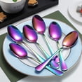thumbnail image 2 of ReaNea Rainbow Dinner Spoons 6 Pieces Stainless Steel Table  Soup Dessert Spoons Sliverware Set, 2 of 7