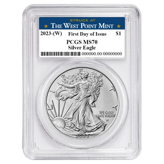 2023 (W) $1 American Silver Eagle PCGS MS70 FDOI West Point Label