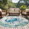 thumbnail image 4 of Teal Crabs Coastal Round Area Rug 8Ft Washable Large Circle Rugs for Living Room Dorm, Summer Beach Coral Nautical Ocean Non-Slip Carpet Floor Mats Indoor Outdoor Carpet Runner Aesthetic Home Decor, 4 of 8