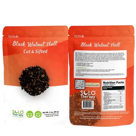 Solo Therapy Black Walnut Hull Tea, Cut & Sifted – 56g Resealable Bag, Juglans nigra Herbal Tea