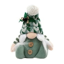 Wizlet Christmas Gnomes Plush Decorations Handmade Santa Scandinavian Tomte Gnomes Figurines with Knitted Hat Holiday Elf Dwarf Ornament Army Green