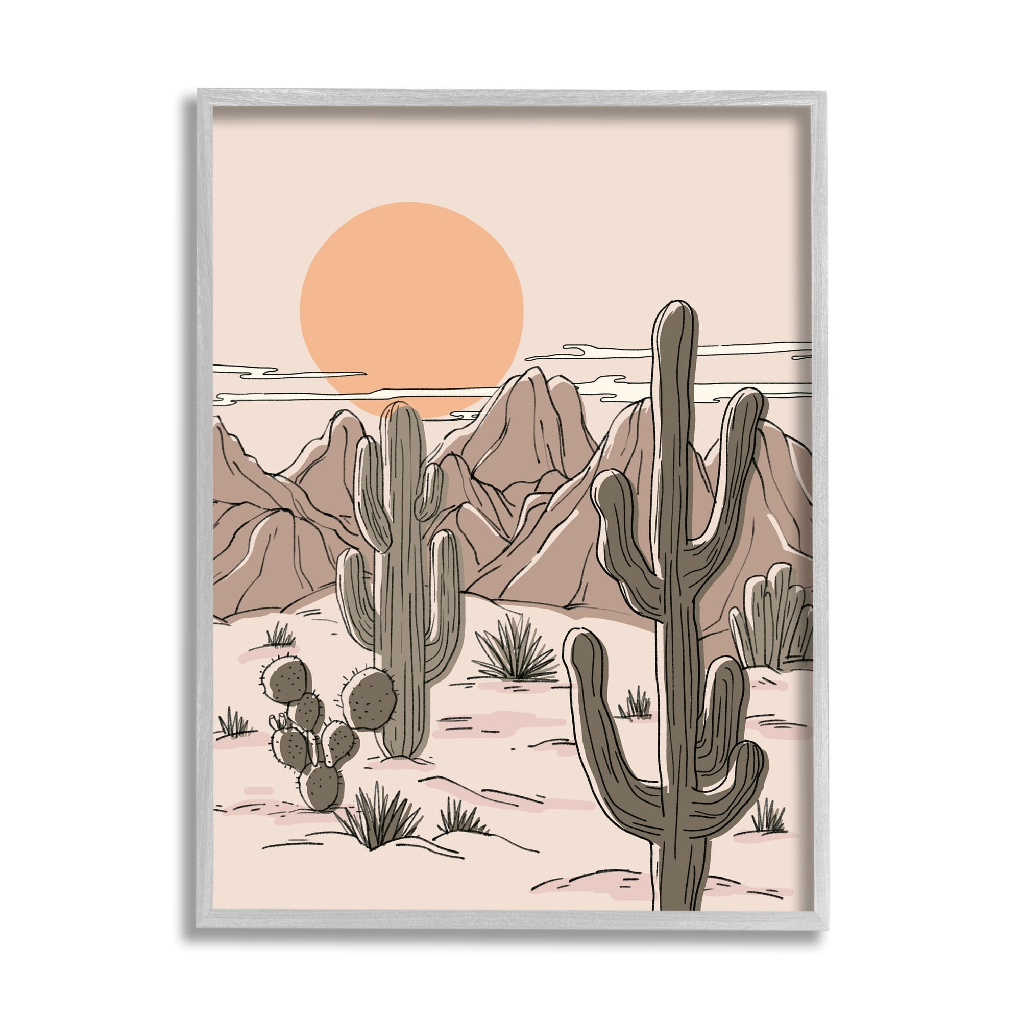 Stupell Industries Sunset Desert Sky Mountain Range Canyon Cactus Plants, 24 x 30, Design by Ziwei Li
