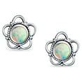 thumbnail image 2 of Bling Jewelry Womens Bali Gemstone Birthstone Flower Stud Earrings Oxidized, 2 of 6