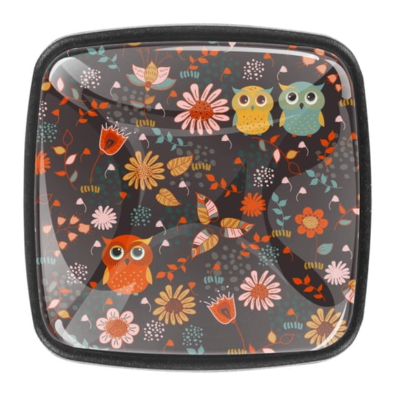 4 Pcs Square Cabinet Handle Cupboard Knob Drawer Pulls Handle Owl Drawer Knobs with Screws Furniture Decoration