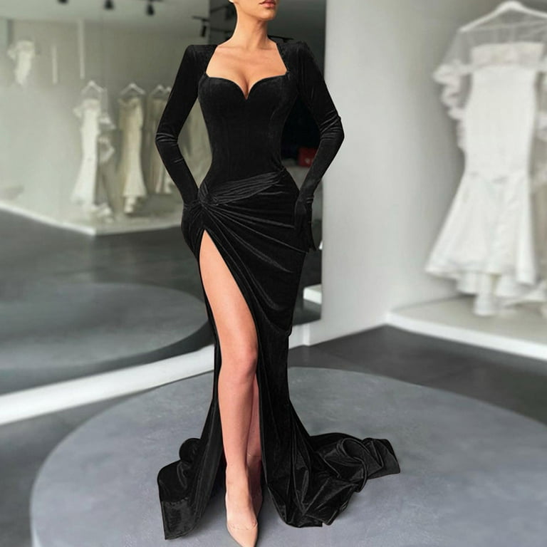 chinese dress ladies Kiah Long Sleeve Backless Maxi Dress in Black