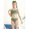 thumbnail image 3 of Girls' 3 Piece Swimsuit Solid Color High Waisted Bikini Set Bathing Suit Kids Swimwear with Shorts, 3 of 9