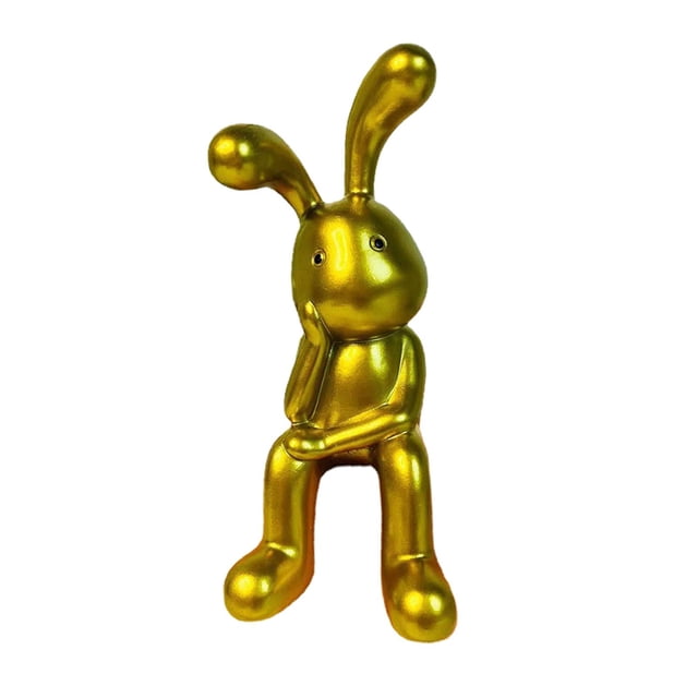 GUOOL Modern Rabbit Statue Bunny Figurine Sculpture Resin Craft Sitting Posture Figure Left