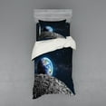 thumbnail image 1 of Ambesonne Galaxy Bedding Set 3 Pcs, Moon Surface Luna Design, Twin XL, Grey Dark Blue, 1 of 3