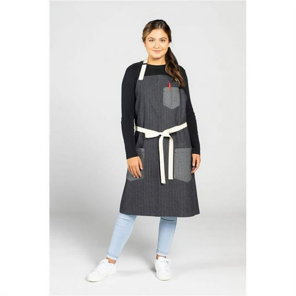 Uncommon Threads  34 x 36 in. Rebel Bib Apron with Natural Webbing, Gray - Pinstripe - Denim