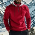 thumbnail image 2 of YLSDY Mens Half Zip Hoodie for Casual Fleece Lightweight Regular Long Sleeve Sherpa Lined Winter Warm Pullover Sweatshirts Red XXL, 2 of 8