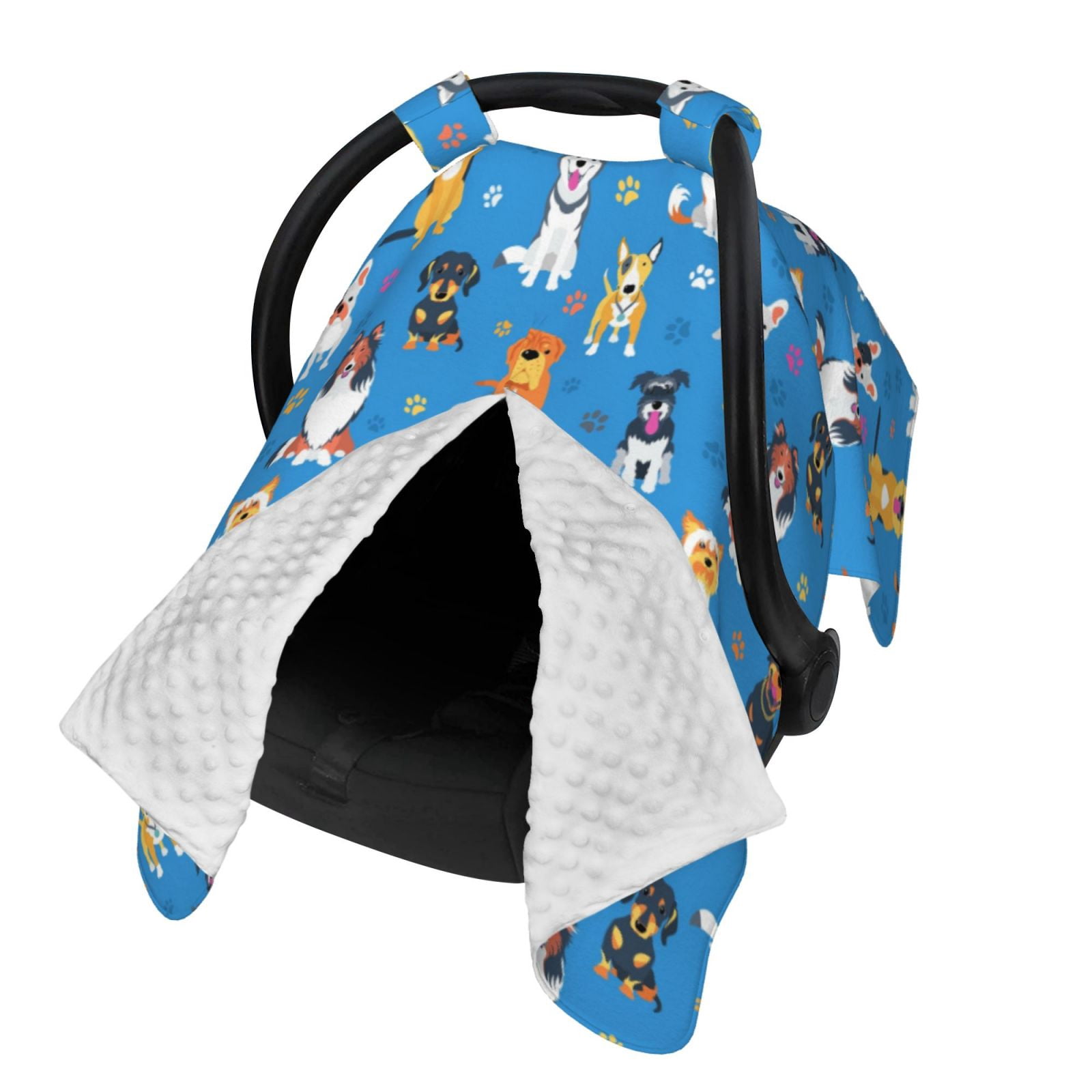 Naloa Cute Dogs Baby Car Seat Cover, Breathable Baby Carrier Cover, Multiuse Baby Carrier Cover & Nursing Breastfeeding Cover