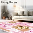 thumbnail image 2 of ODIKA 5'x7' Machine Washable Non-Slip Area Rug, Abstract Litter Scatter Design with Playful Paw Print Arrangement High Traffic Rug, Pink, 685283, 2 of 7