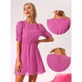 thumbnail image 2 of Disfraz de navidad Vestido corto de mujer con mangas fruncidas y estrellas metálicas doradas Rosa Caliente XS, 2 of 6