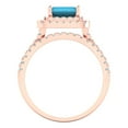 thumbnail image 4 of 3.05ct Brilliant Emerald Cut Turquoise 18K Rose Gold Halo Solitaire with Accents Engagement Bridal Wedding Ring Band Set size 5, 4 of 7