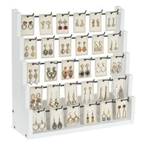 Earring Display for Vendors, 30 Hooks Solid Wood Jewelry Display for Vendors Selling, Large Capacity Earring Display Stands Earring Cards Rack Bracelet Holder