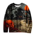 thumbnail image 4 of Halloween Fuzzy Tops for Women Printed Crew Neck Long Sleeve Trendy Spooky Festival Party Pullover Top Multicolor 04 S, 4 of 6
