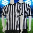 thumbnail image 6 of Mightlink Court Uniform Striped Shape Short Sleeve V-neck Sweat Absorption Anti-Deformed Referee Wearing Polyester Fiber Sporting Goods Collared Referee Shirt for Sports, 6 of 7