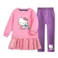thumbnail image 3 of Hello Kitty niños niñas dibujos animados Otoño e Invierno manga larga falda plisada de terciopelo dorado vestido + conjunto de pantalones cálidos casuales, 3 of 5