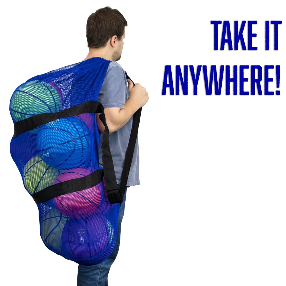 Brybelly 39" Mesh Sports Ball Bag with Strap, Yellow