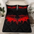 thumbnail image 2 of Homewish Animal Bat Queen 4-Piece Sheet Set For Boys Girls, Gothic Style Ultra Soft Flat Sheet, Bohemian Damask Queen Fitted Sheet, Ultra Soft Home Decor, 2 of 7