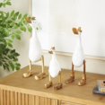 thumbnail image 2 of 16", 14", 11"H White Bamboo Wood Duck Sculpture with Brown Top Hats and Shoes, by DecMode (3 Count), 2 of 11