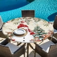 thumbnail image 6 of Beige Christmas Round Tablecloth, Fitted Table Cover with Elastic for 45"-54" Round Tables, Snowman Xmas Tree Elk Poinsettia Table Cloth Outdoor Indoor Dinning Party Waterproof Tablecloths, 6 of 7