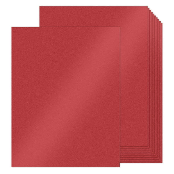 Papel Cartulina Goefun con Brillo Rojo 230gsm 8.5x11 Pulgadas 100 Hojas
