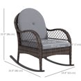 thumbnail image 2 of Outsunny 2 Pieces Wicker Rocking Patio Chairs, Indoor Outdoor Rocking Chair Set with Cushions and Armrests for Porch, Grey, 2 of 7