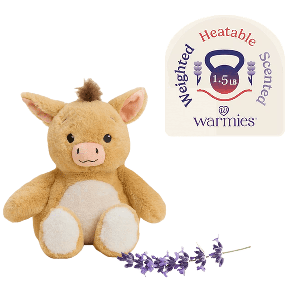 Warmies 13" Cute Donkey Cozy Stuffed Animal, Microwavable Heated Plushie and Weighted Soft Plush Toy