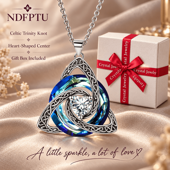 Birthstone Necklace for Women Celtic Witch Knot Heart Pendant for Women