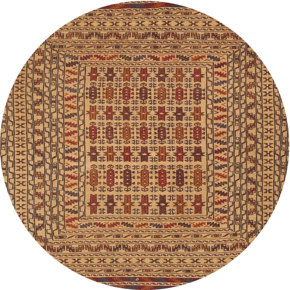 Ahgly Company Indoor Round Traditional Orange Southwestern Area Rugs, 4' Round